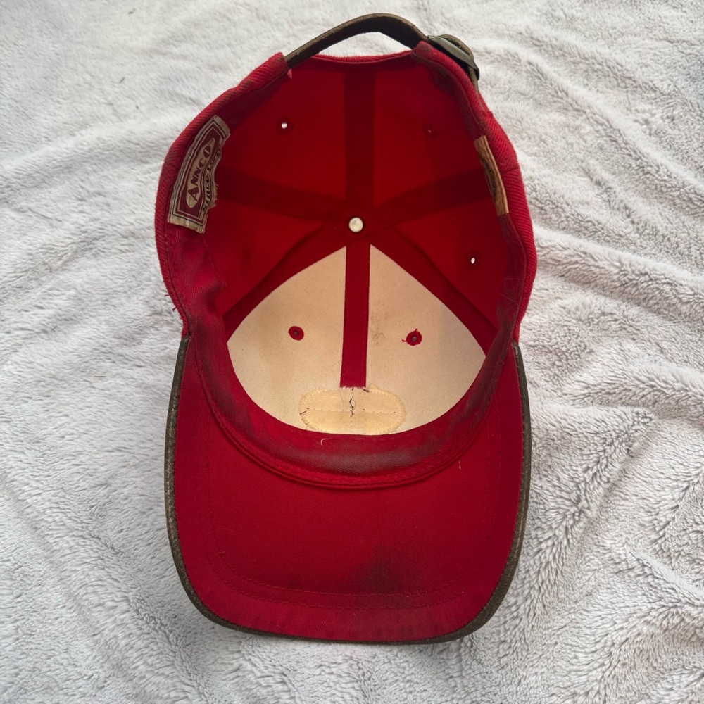 Vintage Detroit Red Wings ANNCO Leather Patch Adjustable Cap 90s– Fair Condition - Picture 5 of 11